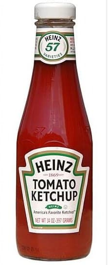 Szyjka szklanej butelki Heinz Tomato Ketchup z wytłoczonym numerem 57